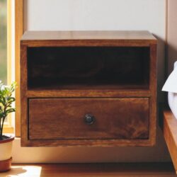 Solis - 1 Drawer Wall Mounted Nightstand - Brown