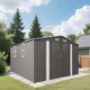 Large Metal Garden Shed With Double Door And Windows Waterproof Tool Shed - Gray - Image 4