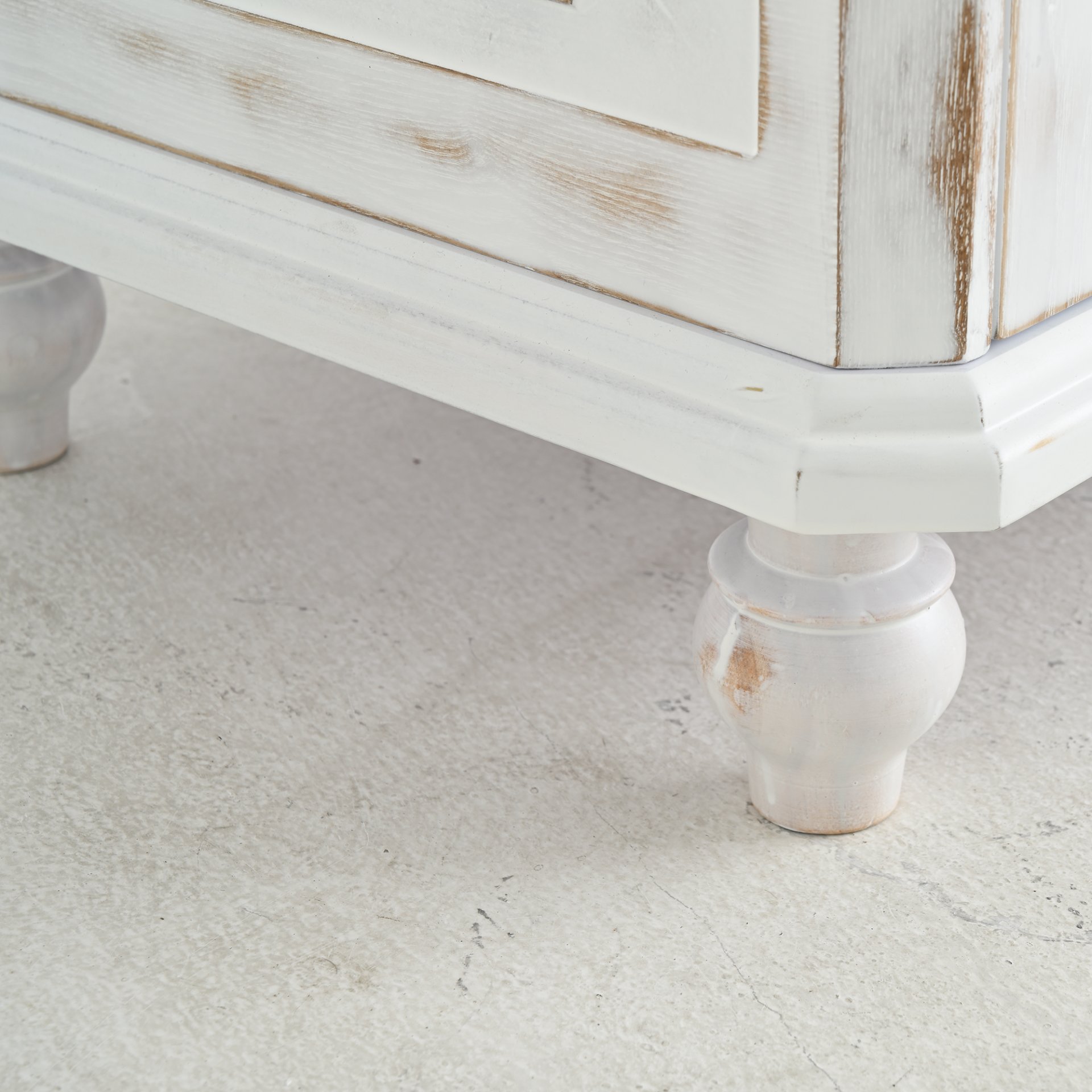 Vintage Display Cabinet With Double Glass Doors, Traditional Style Hutch For Home Or Workspace Washed - White Washed - Image 17