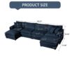 Modular Sectional Sofa, Oversized Deep Seat U Shaped Couch Set, 4 Seater Comfy Cloud Couches With Movable Ottomans, Chenille - Blue - Image 20