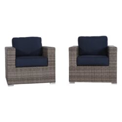 Club Chair (Set of 2) - Brown Gray / Navy Blue