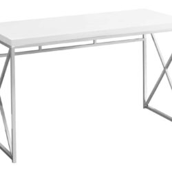 Computer Desk For Home Office, Laptop, Glossy Contemporary & Modern - White