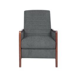 Mendota - Mid Century Modern Fabric Channel Stitch Wood Pushback Recliner - Gray