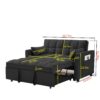 Modern Convertible Velvet Loveseat Futon Sofa With Sleeper Bed Function - Black - Image 3
