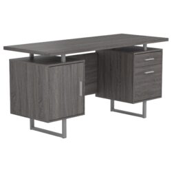 2 Drawer Computer Desk High Gloss - Gray