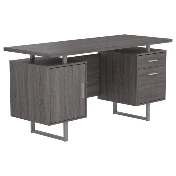 2 Drawer Computer Desk High Gloss - Gray