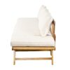 Outdoor Patio Daybed Sofa, 3 Seat Sofa With Foldable Arm 4 Back Pillows - Teak / Beige - Image 15