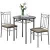 Dining Table Set, Small Round 3 Pieces Set - Espresso - Image 7