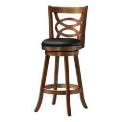 Swivel Bar Stool With Bar Height Leather Look (Set of 2) - Oak