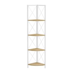 Bookshelf, Bookcase, Etagere, Corner, 4 Tier, Office, Contemporary & Modern - Natural