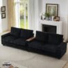 Modern 4 Seater Corduroy Sofa Couch With USB Ports And Hidden Storage - Black - Image 2