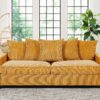 Luxe Corduroy Sofa With 5 Matching Toss Pillows, Sleek Design, Spacious And Comfortable 3 Seater Couch - Ginger - Image 8