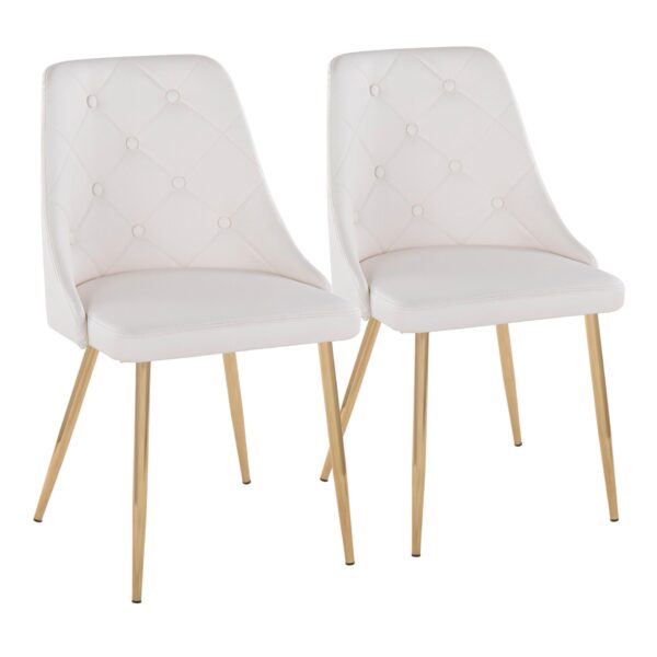 Marche - Contemporary Dining Chair (Set of 2) - White / Gold