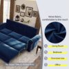 King Pull Out Sofa Bed, Chesterfield Sofa, 3 In 1 Velvet Convertible Sleeper Sofa With Nailhead Trim & Rolled Arm For Living Room, Bedroom, Apartment, Office - Blue - Image 8