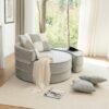 Modern Oversized Round Barrel Accent Chair With Ottoman Velvet Upholstered Lounge Armchair With 5 Pillows For Living Room Or Bedroom - Green - Image 22