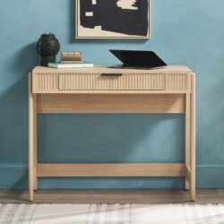 Transitional Reeded Lift Top Desk With Drawer - Oak