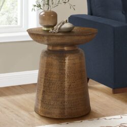 Drum Accent Side Table, Durable Construction - Copper