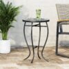 Outdoor Side Table With Tile Mosaic Table Top - Black - Image 2
