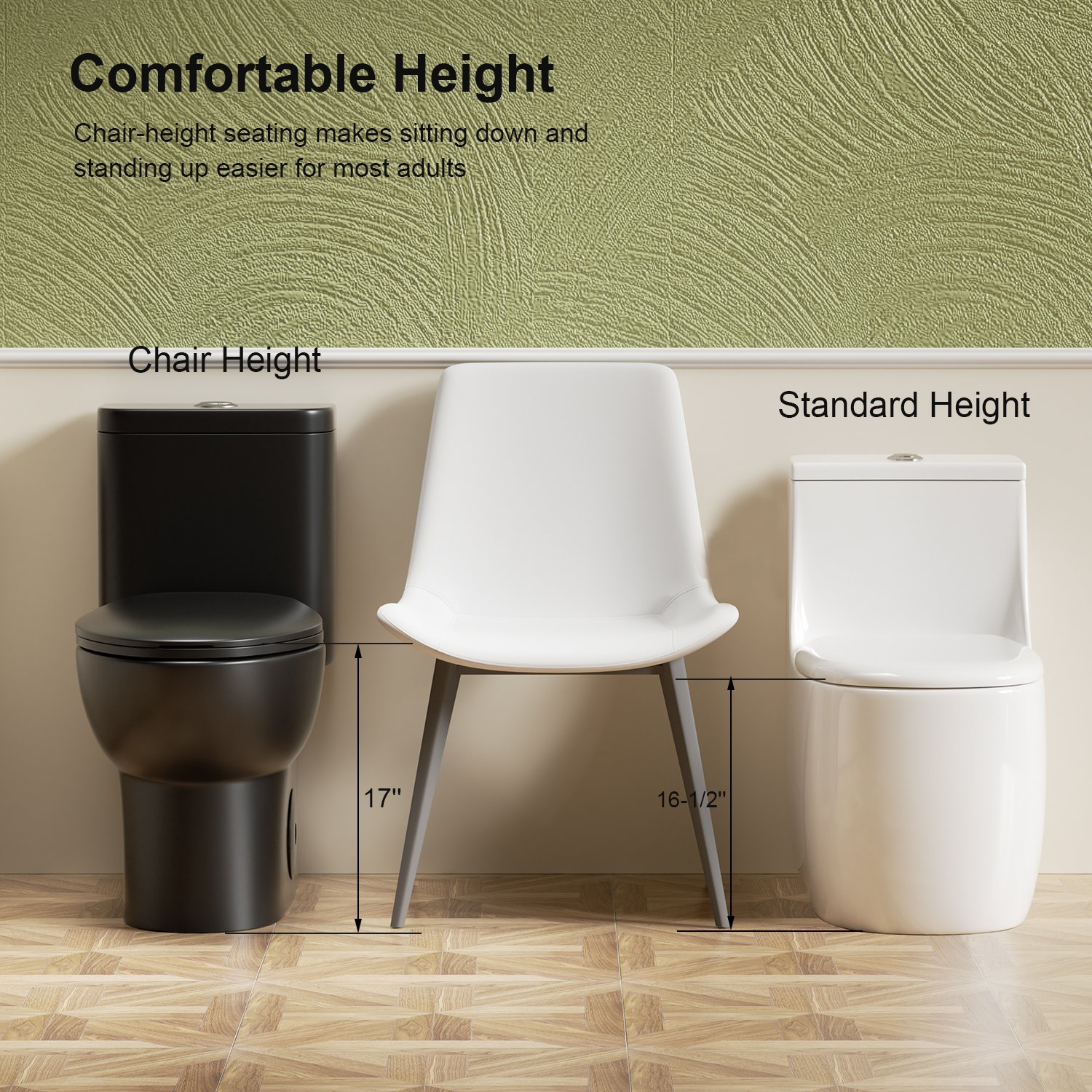 1 Piece Toilet With Tornado Flush, Soft Closing Seat, 12" Siphonic S Trap - Matte Black - Image 10