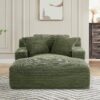 Cloudline - Oversized Chaise Lounge Chair In Soft Corduroy, Modern Comfy Couch With Full Foam Cushioning, Cozy Sleeper Sofabed For Living Room - Green - Image 6