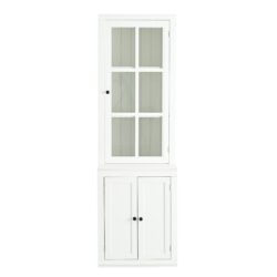Retro Style Hutch Cabinet With Single Glass Door, China Cabinet For Home, Office, Or Studio - White