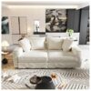 Plush Corduroy 4 Seat Sofa, Modern Comfy Upholstered Sofa Cloud Couch, Deep Seat Couches With Soft Pillows And 3 Ottomans, Convertible Sofa Lounge Chair, For Living Room, Apartment, Office - Beige - Image 12