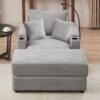 Single Sofa With Storage, Movable Ottoman, USB Ports, Cup Holders, Phone Holder - Gray - Image 10