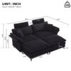 Modern Corduroy, Deep Seat Sectional Sofa With Ottomans, Comfortable Cloud Sofa - Black - Image 3