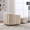 Oversized Swivel Barrel Accent Chair And Ottoman Set With Storage - Beige - Image 6