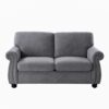 Soft Loveseat, Upholstered 2 Seater Couch, Loose Back Cushions And Turned Legs - Gray - Image 3