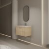 Modern Wall Mounted 30" Bathroom Vanity With Ceramic Sink And Soft Closing Doors - Oak - Image 5