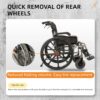 Manual Wheelchair With Double X Force Support Double Brakes 24" Non InflatableTires Lightweight Foldable Transport Wheelchair For All Terrains 350Lbs Capacity Color - Black / Gray - Image 7