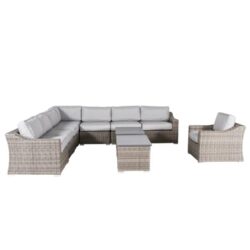 Outdoor Seating Group For 7 With Cushions - Gray Mix