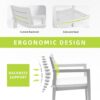 Outdoor Patio Stationary Dining Chairs With Outdoo Grade Sunbrella Fabric Cushions, Tapered Feet (Set of 4) - Grayish - Image 5