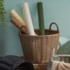 Round Cone Woven Resin Wicker Basket With Handles For Versatile Storage - Walnut Brown - Image 5