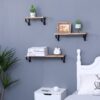 Floating Shelves, Long Wall Shelves (Set of 3), Wall Mounted Shelves & Brackets For Bedroom - Natural Wood - Image 4
