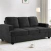 Modern Sofa, Comfortable 3 Seater Couch With Deep Seating And High Density Foam, Loose Back Cushions, Wide Arms - Black - Image 7