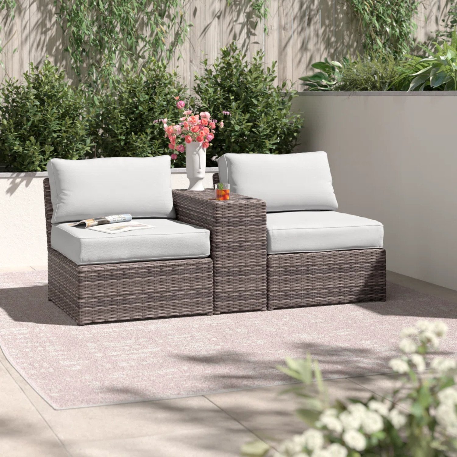 2 Person Seating Set & Cushions - Brown / Gray - Image 2