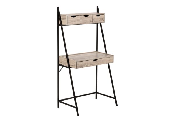 Computer Desk For Home Office, Laptop, Leaning, Storage Drawers, Contemporary & Modern - Taupe