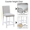 5 Piece Counter Height Table Set, Wooden Kitchen Table Set With Square Table And 4 Upholstered Chairs, Counter Height Dining Table With Crystal Decoration And Chair Set For Kitchen, Dining Room - White - Image 8