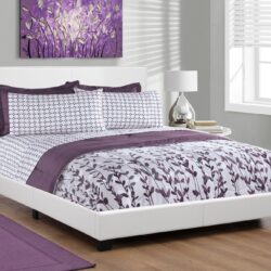 Queen Size Bed, Upholstered, Transitional - White