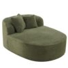 Chaise Lounge Sofa Boneless Couch With 2 Supportive Pillows, Sofa Bed - Green - Image 9
