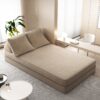 Multifunctional Convertible Sofa Bed With 2 Tumbler Backrests And 2 Pillows, Diy Modern Upholstered Couch - Camel - Image 4