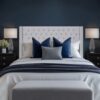 Queen Size Upholstery Headboard With Tufted Buttons And Nailhead Trim - Gray - Image 2