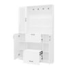 Entryway Bench With Integrated Shoe Cabinet, 3 In 1 Design And Mirrored Cabinet Door, Hall Tree With 4 Sturdy Hooks And Foldable Seat For Entrance, Living Room - White - Image 11