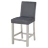 5 Pieces Counter Height Table Set, Wooden Kitchen Table Set With Square Table And 4 Upholstered Chairs - Silver Gray - Image 11