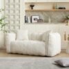 Cozy Beanbag Chair With High Resilience Foam Core For 2 - Beige - Image 4