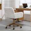 Office Chair, Artificial Rabbit Hair Home Office Chair With Golden Metal Base, Adjustable Desk Chair Swivel Office Chair, Vanity Chair - Beige - Image 17