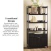 Transitional Wide Reeded Bookshelf With Drawers On Bottom - Black - Image 12