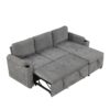L Shaped Convertible Sofa Bed With Storage, Cup Holders, USB Ports Chenille - Gray - Image 20